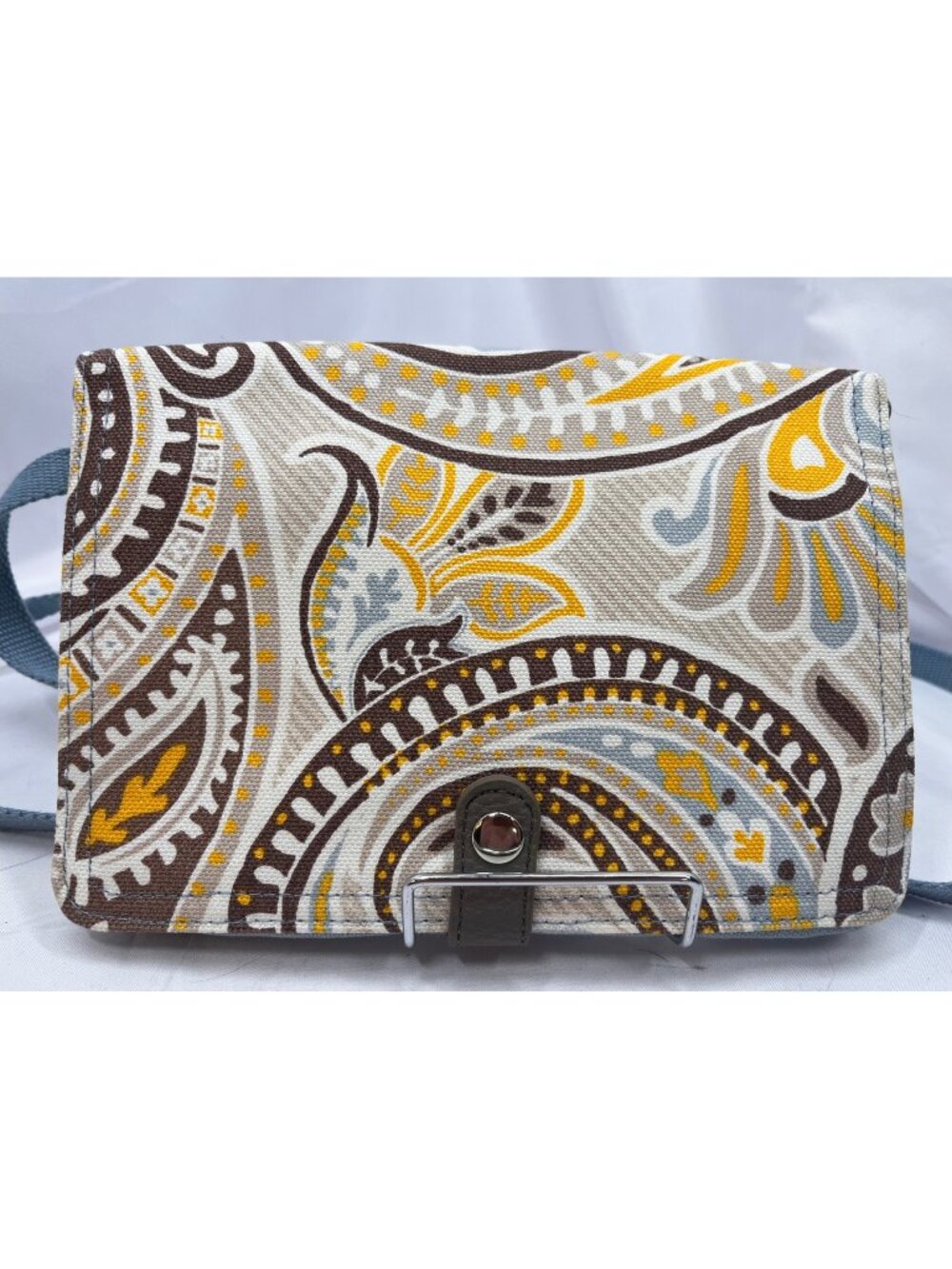 Thirty-One Double Up Crossbody Paisley Blue Brown Yellow Bag